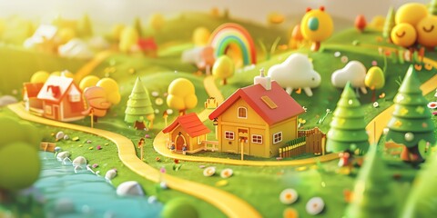 3d landscape model tiny mini town, 3d, skyscraper, office, perspective, property, public,