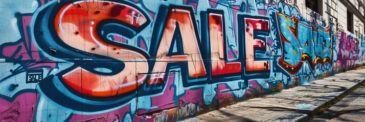 Bold Graffiti Letters on Urban Cityscape SALE Banner