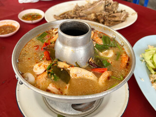spicy seafood soup , tomyum, Thailand food