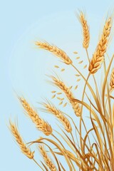 Fototapeta premium Template featuring Shavuot-themed borders with wheat and dairy elements, isolated on a light blue background