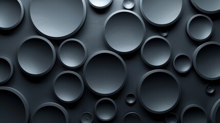 Abstract background with black circles in various sizes, creating a 3D effect