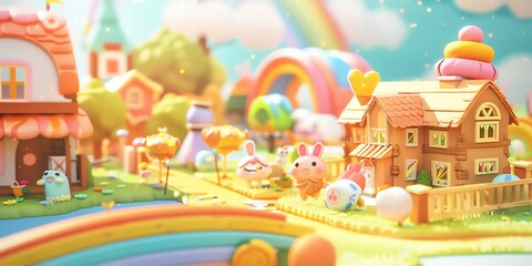 3d landscape model tiny mini town, 3d, skyscraper, office, perspective, property, public,