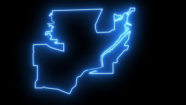 map of Toledo in ohio with a neon effect that glows blue