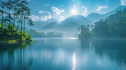 Fototapeta premium Mountain Lake Tranquility