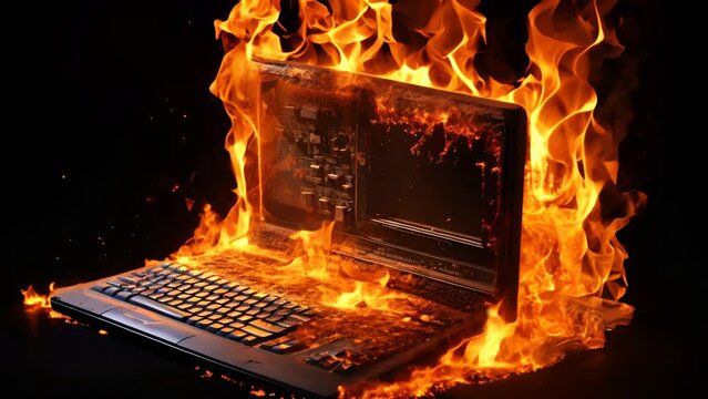 a burning system unit from a computer from a short circuit and a power surge