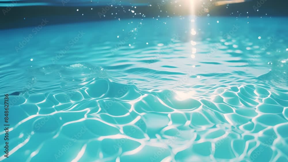 Aufkleber blue gentle waves the ocean surface is visible from underwater rays of sunlight penetrating through 