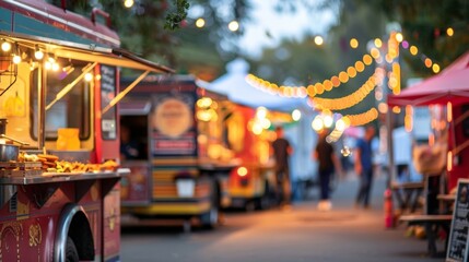Hazy food trucks and their delicious scents tempt visitors at the harvest festival.
