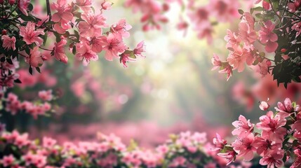 Obraz premium Blooming pink flowers in a garden Floral backdrop