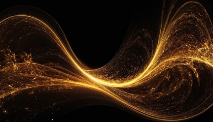 Obraz premium Black elegant background with wave gold line modern luxury