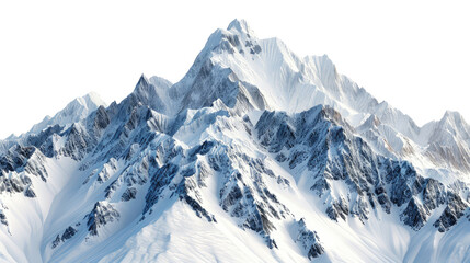 Obraz premium Landscape of mountains blanketed in snow, showcasing majestic peaks and pristine white slopes, isolated on a transparent background