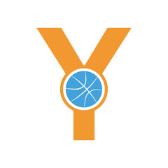 Initial Basketball Logo combine with letter Y vector template