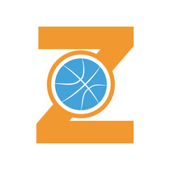 Initial Basketball Logo combine with letter Z vector template