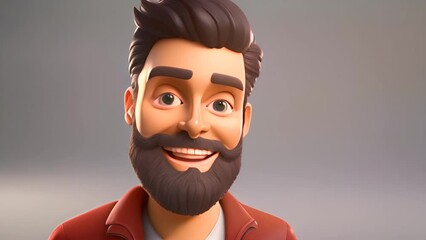 Smiling Cartoon Man With Beard Generative AI