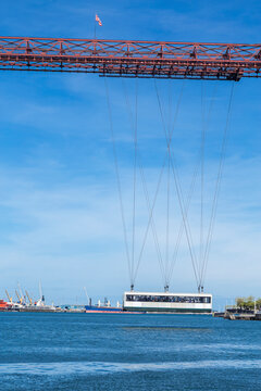 Bizkaia suspension transporter bridge (Puente de Vizcaya) in Portugalete, Spain. The Bridge crossing the Nervion River