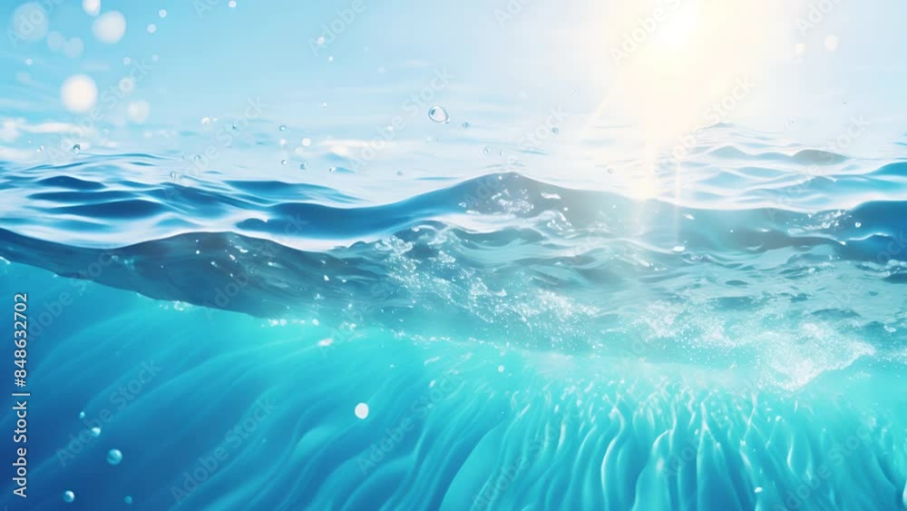 Aufkleber clear blue water splashes and waves with drops. vector liquid splash with drops. 3d element. clear d