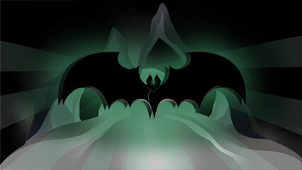 Bat in a cave, Bat cave, Custom cave, lights, rays of light, custom cave with lights. 