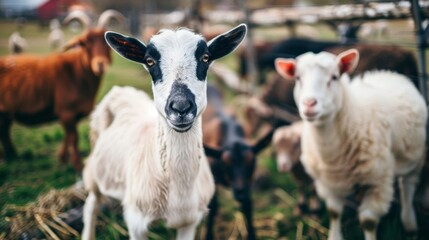 Fototapeta premium Blurry farm animals grazing in a pen adding to the rural vibes of the event.