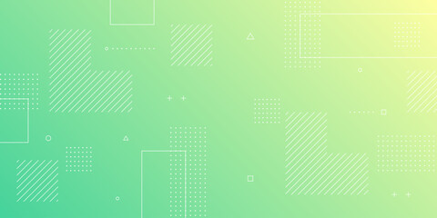 Modern Abstract Background with Retro Memphis Elements and Yellow Green White Gradient Pastel Color