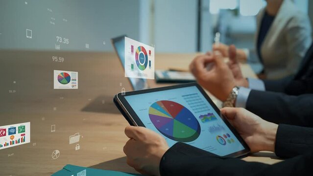 Business people using tablets and statistical data concept
