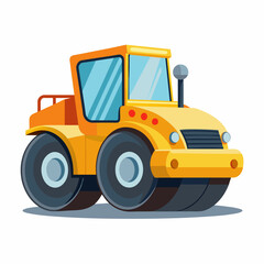 road roller heavy equipment for road construction and repair. Vector illustration .