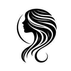 simple silhouette hair style white background vector