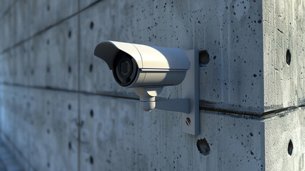Security camera mounted on a concrete wall, monitoring the area for safety and protection.