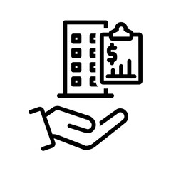 Vector black line icon for Property manager