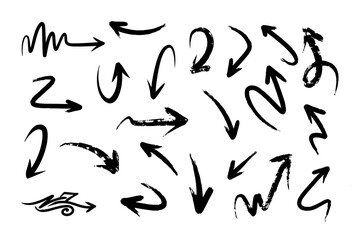 hand drawn arrow set. Doodle illustration.