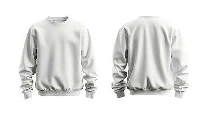 Set of white front and back view tee sweatshirt sweater