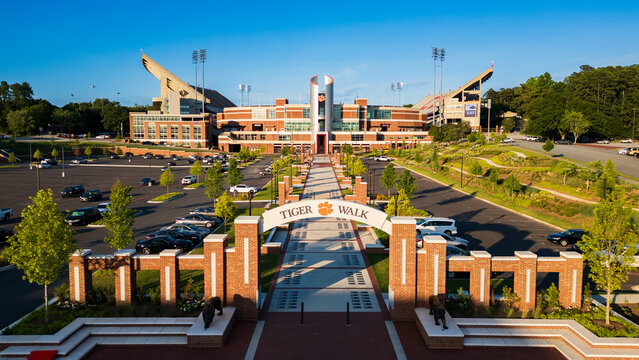Clemson Tiger Walk in front of Memorial Stadium on the Clemson University Campus