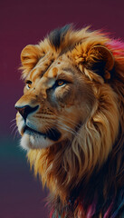Fototapeta premium the lion of the wild Vivid Lion Pop Art's Colorful Icon