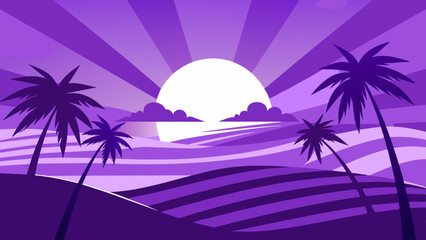 Naklejka premium A tranquil ambiance that invokes feelings of both relaxation and excitement for adventure. palm trees and waves, perfect for vacation seekers.