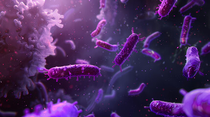 Fototapeta premium 3D rendering of colorful bacteria, medical illustration