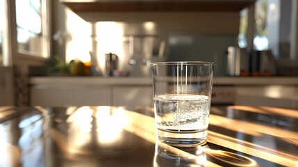 Glass of water on the kitchen table