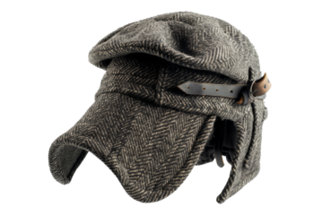 Winter hat with ear flaps isolated on white background