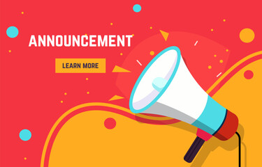 Flat Design Illustration of Megaphone Horn Speaker for Attention Announcement with Fluid Liquid Background