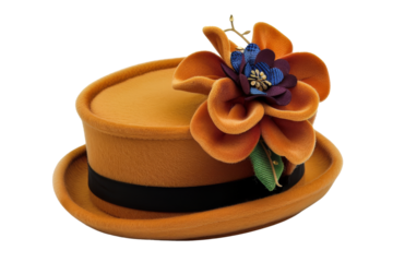 Orange Velvet Bowler Hat with Flower