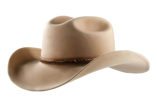Beige Cowboy Hat with Brown Band - Powered by Adobe