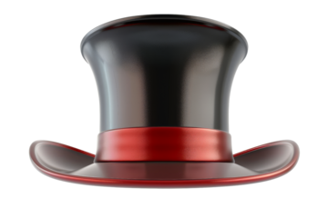 Classic Black Top Hat with Red Band