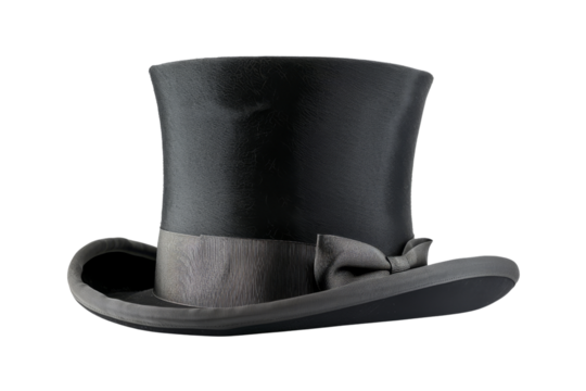 Black Top Hat with Grey Ribbon