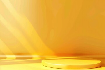 Yellow podium and minimal abstract background.
