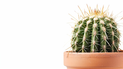 Cactus plant planted in a pot, isolated on white, Generative AI