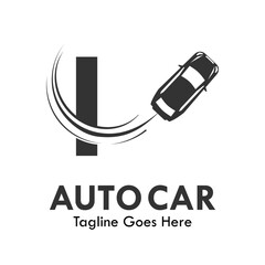 Letter i with car vector logo template. Suitable Fonts for event, promo, logo, banner, monogram and poster. Alphabet label symbol for branding and identity.