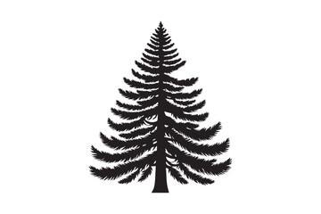 Pine Tree silhouette vector art illustration.