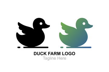 duck farm logo in silhouette style on a white background