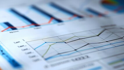 Close-up of a financial report with various graphs and charts.