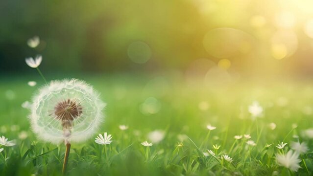 Heart shaped dandelion  Green Blurred Background