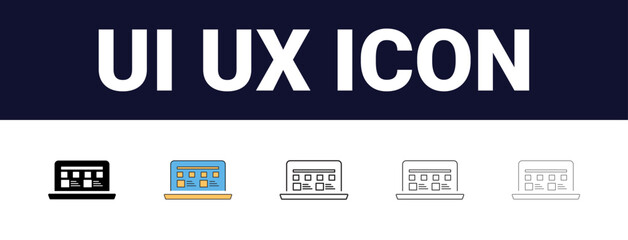Different style Set of UI UX concept icons. Interface ui, ux web icons in line style. user interface, ux design, ui elements, web icons, line style icons, user experience, flat design, minimal icons,