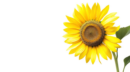 Obraz premium Bright yellow sunflower on a white background, perfect for nature-themed designs and botanical studies. Vibrant and eye-catching flower , transparentillustration.