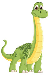 Adorable green dinosaur with a long neck